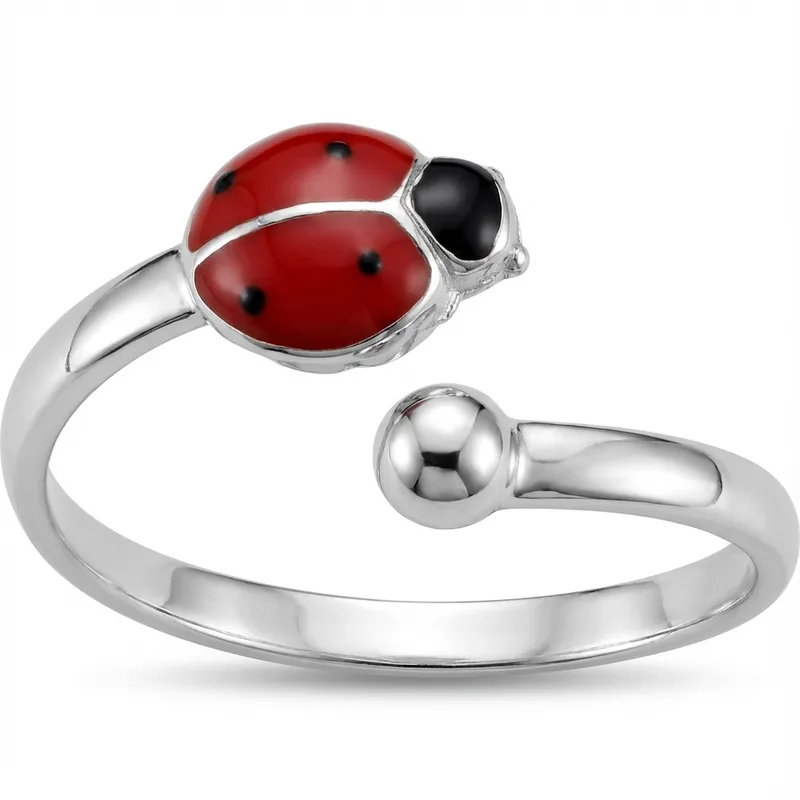 Bague Enfant Argent Rhodié Coccinelle - Bague