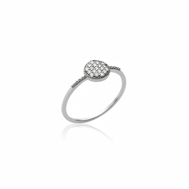 Bague Fille Argent Rhodié Zirconium Minimaliste - Bague