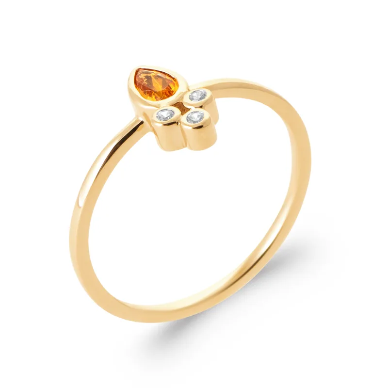 Bague Enfant Plaqué Or Zirconium Couleurs Géométrie - Bague